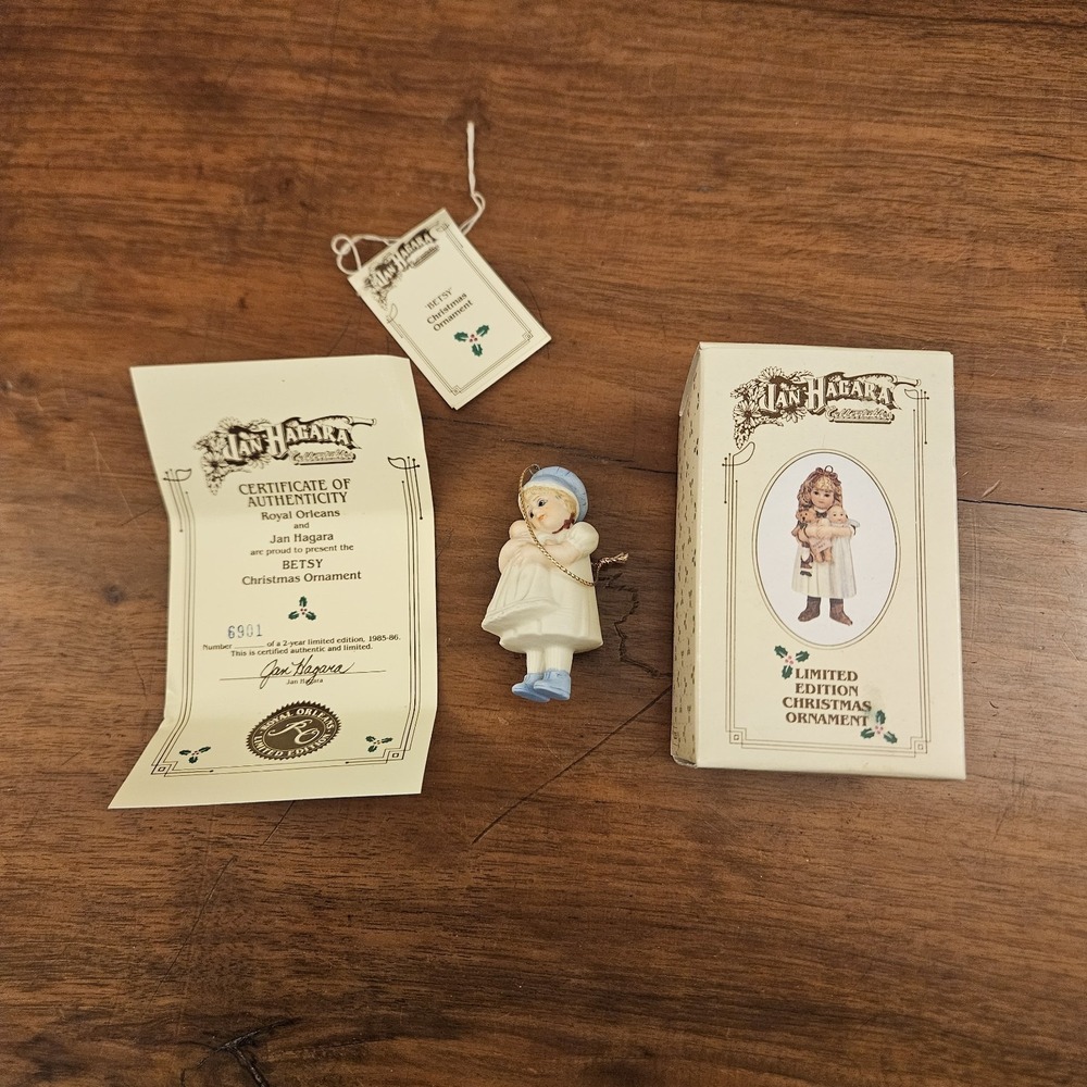 Vintage 1984‎ Limited Edition Jan Hagara Betsy Christmas Ornament COA